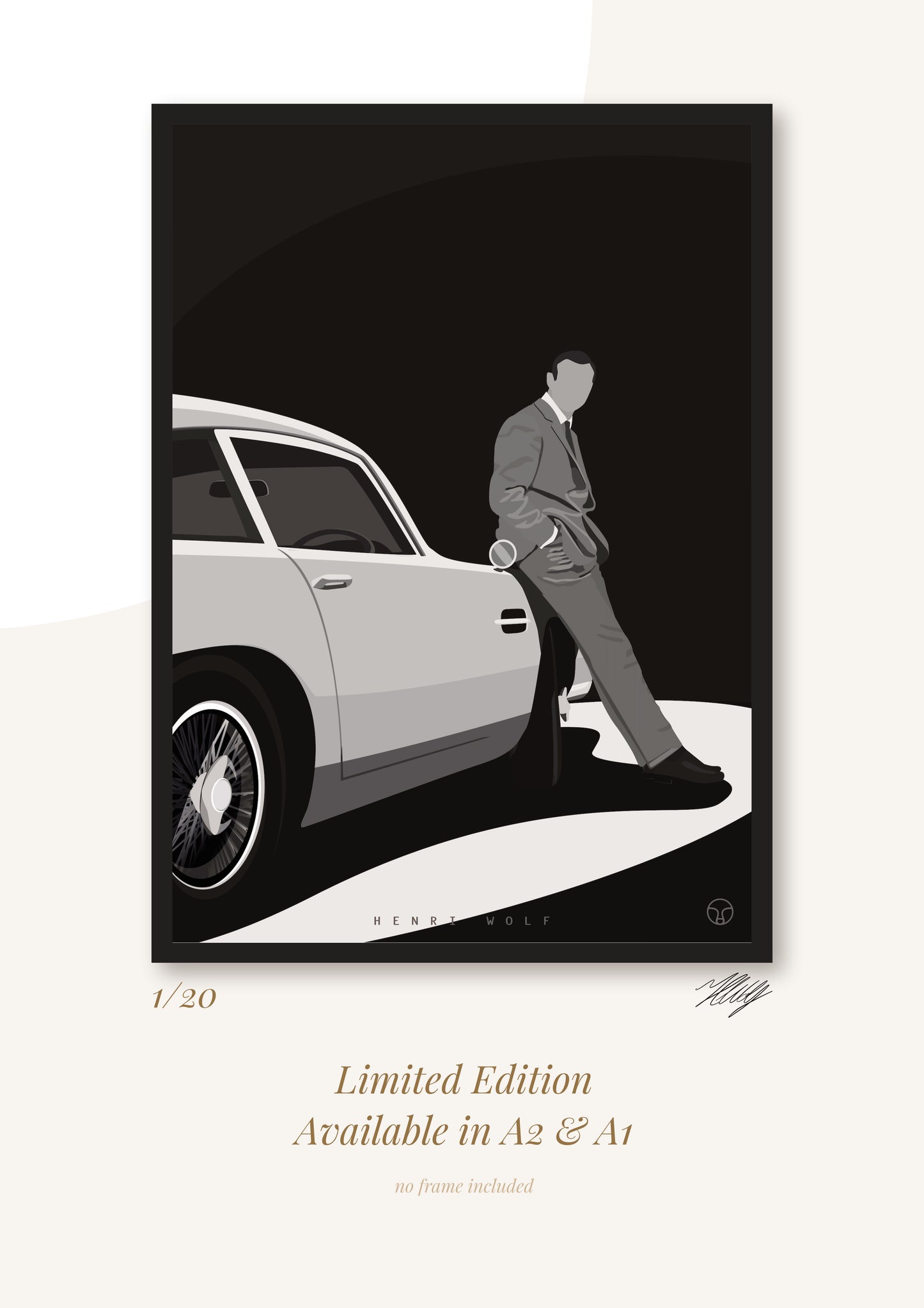 Aston Martin - James Bond Art Print Mockup - Henri Wolf Design
