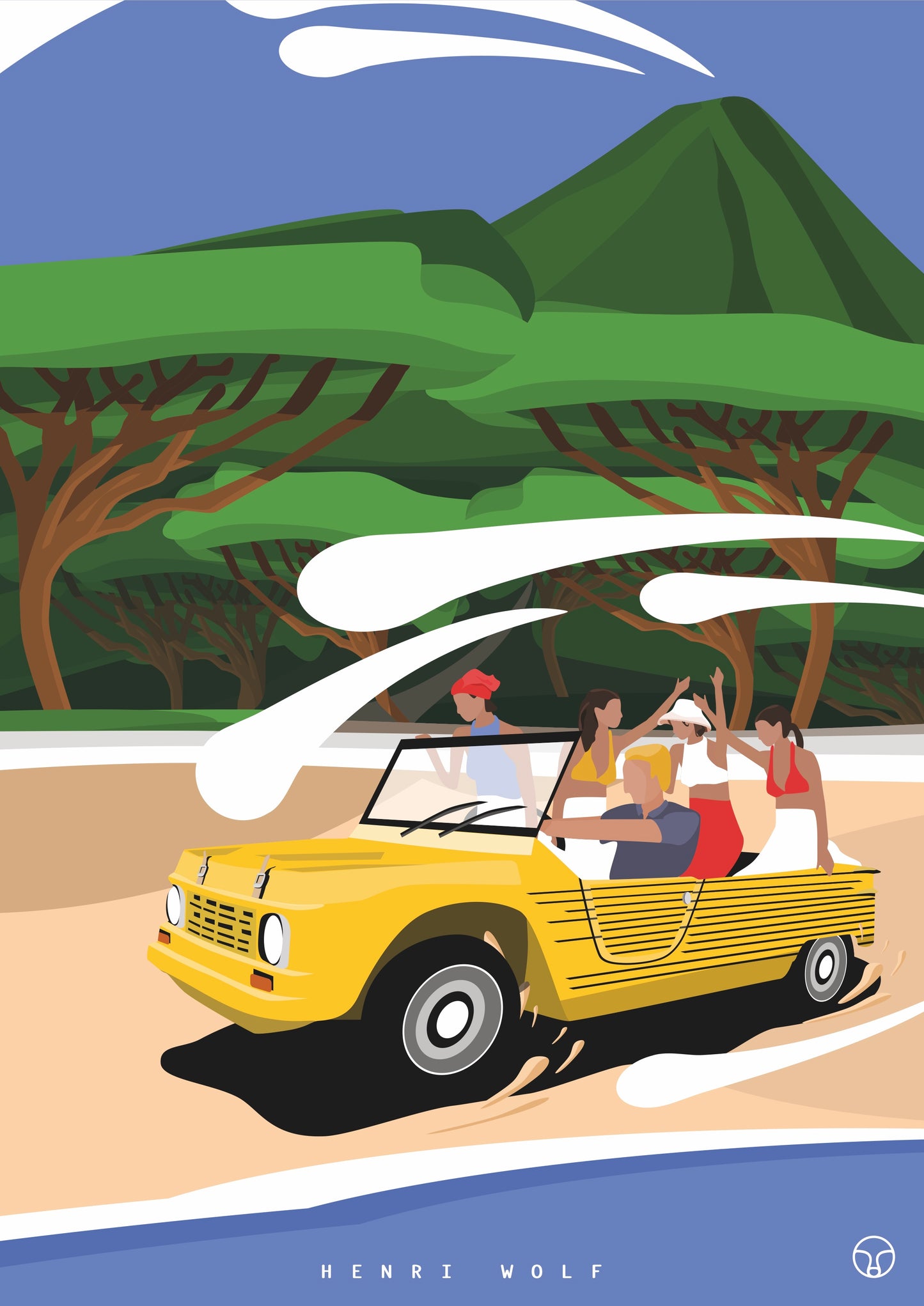 Citroen Mehari Volcanic Breeze - Vintage Car Art Print