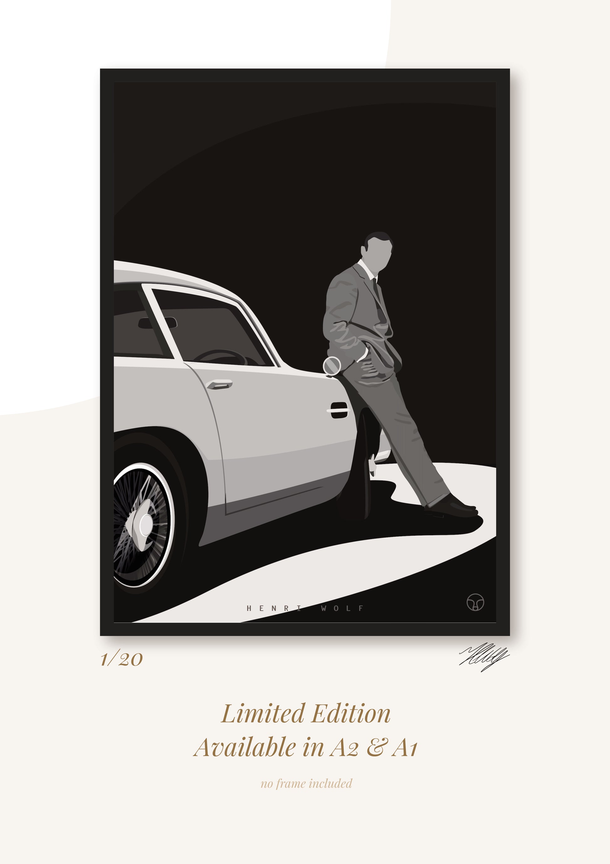 Aston Martin - James Bond Art Print Mockup - Henri Wolf Design