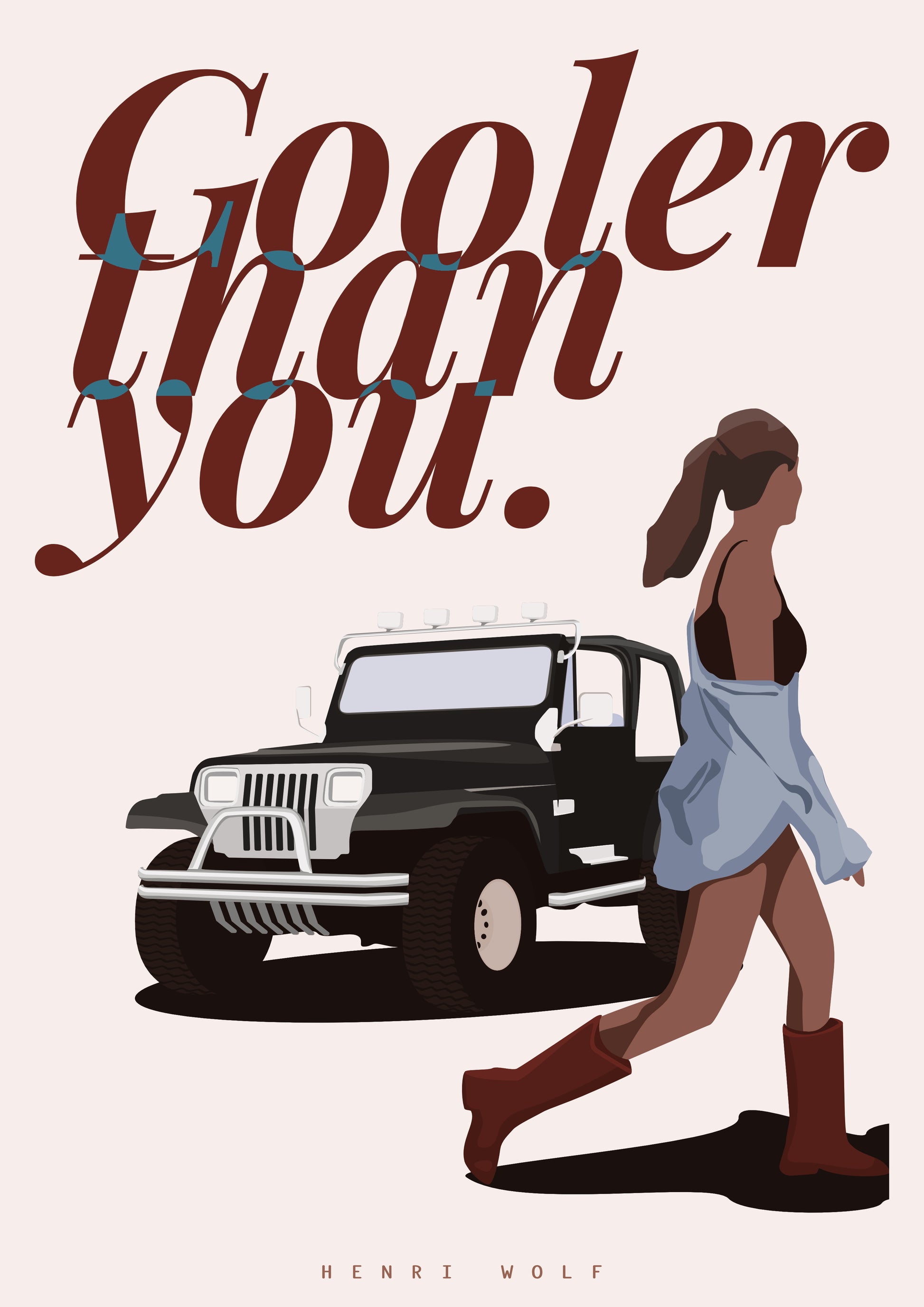 Cooler Than You - Jeep Wrangler YJ Limited Edition Print by Henri Wolf