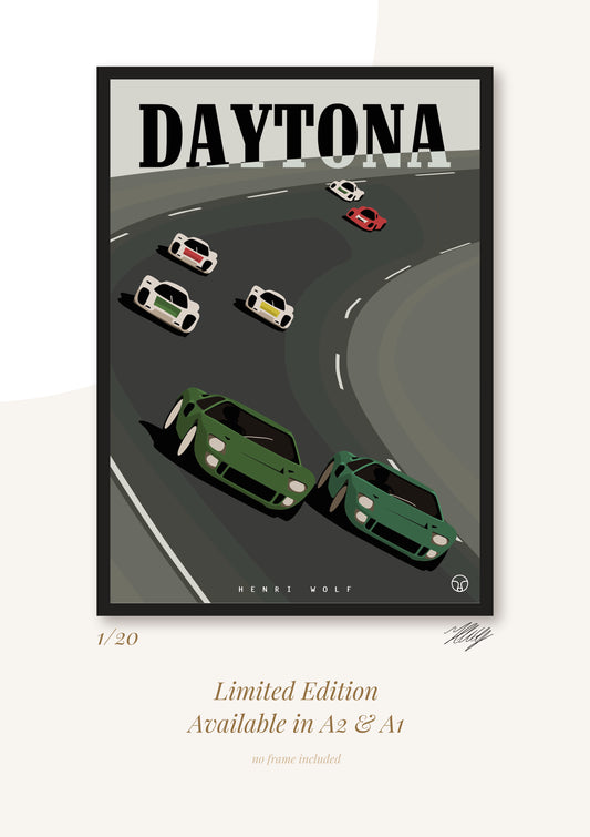 GT40 Daytona - Ford GT40 Racing Print Mockup - Henri Wolf Design