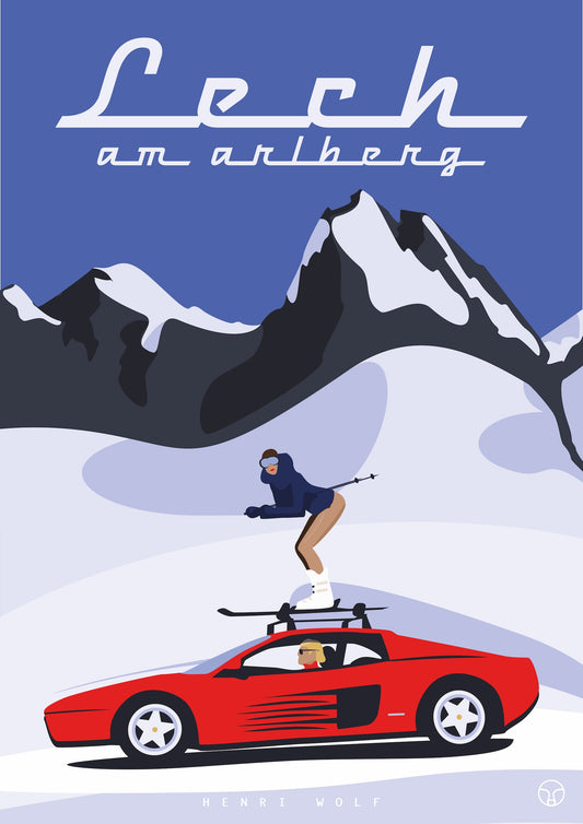Lech am Arlberg - Ferrari Testarossa Limited Edition Print by Henri Wolf