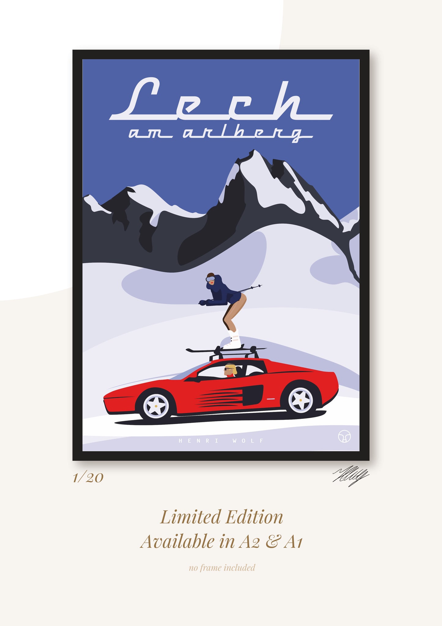 Lech am Arlberg - Ferrari Testarossa Print Mockup - Henri Wolf Design