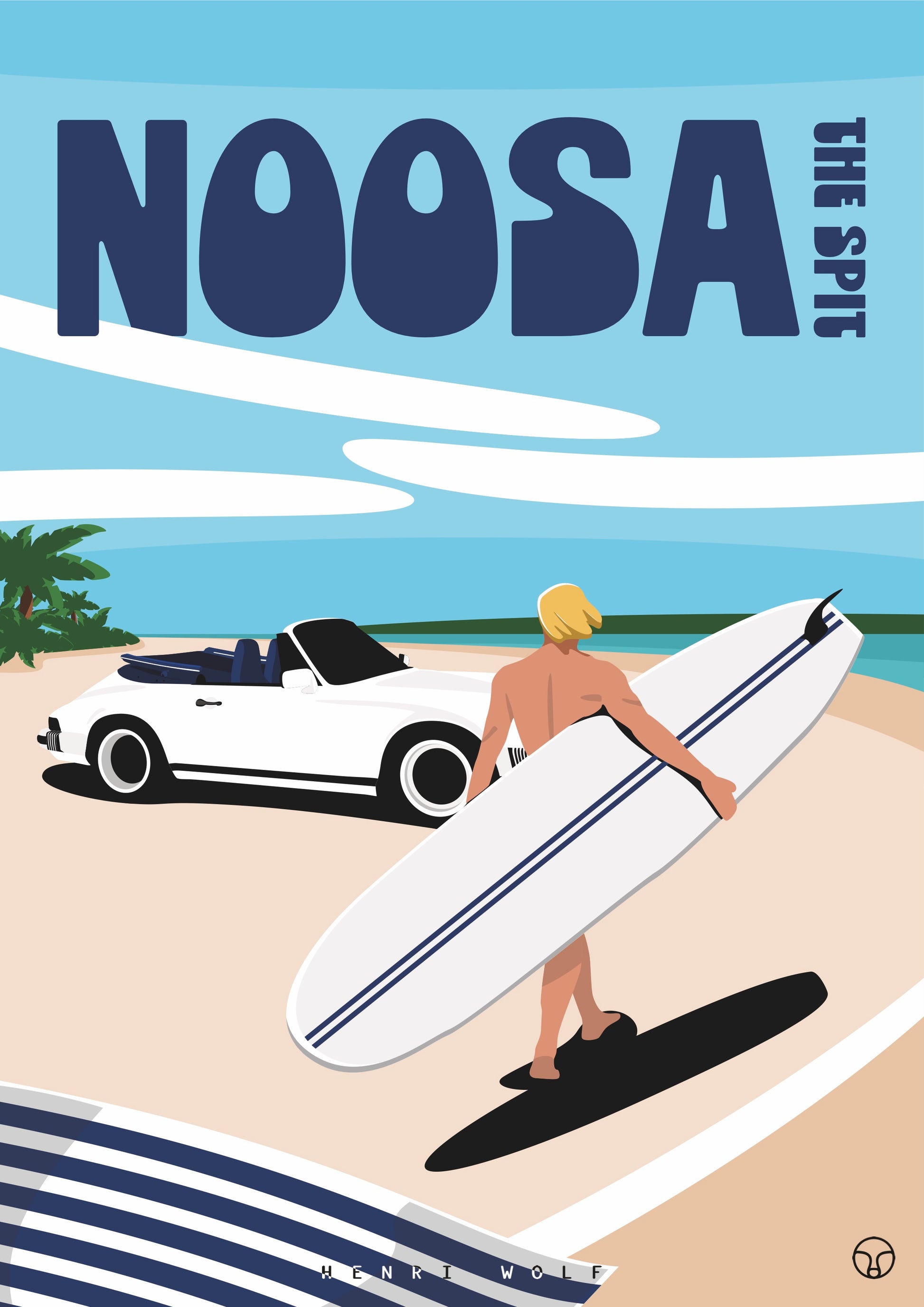 Noosa The Spit Surf - Beach Car Art Print