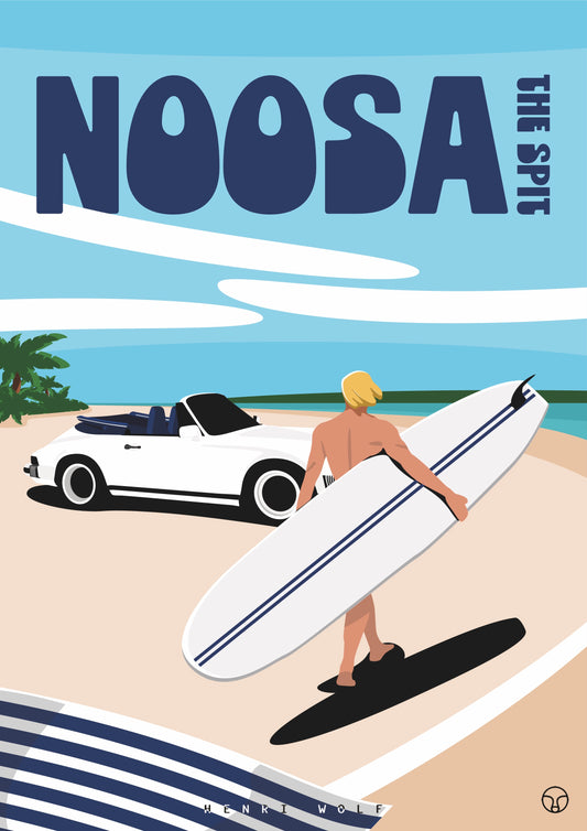 Noosa The Spit Surf - Beach Car Art Print