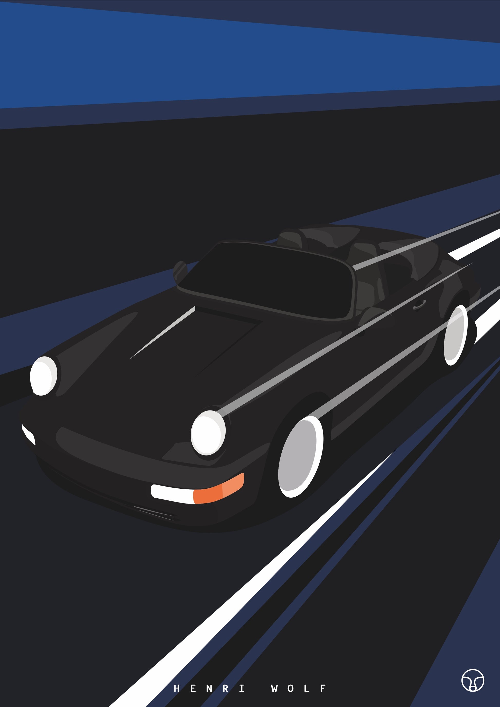 Porsche 964 Speedster Blue - Automotive Art Print