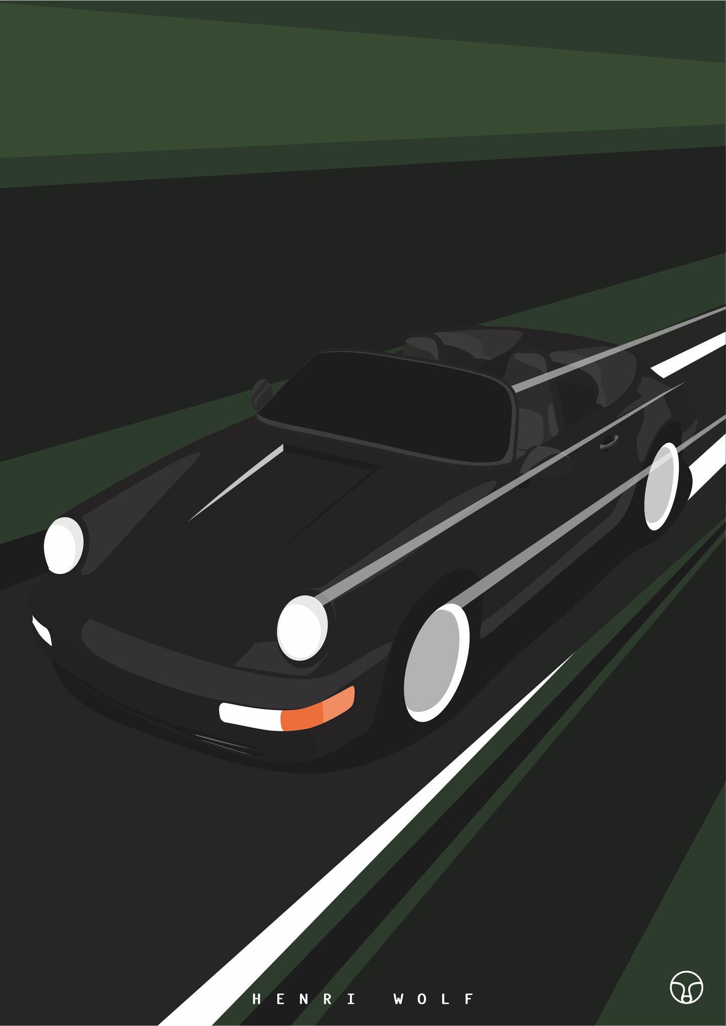 Porsche 964 Speedster Green - Automotive Art Print