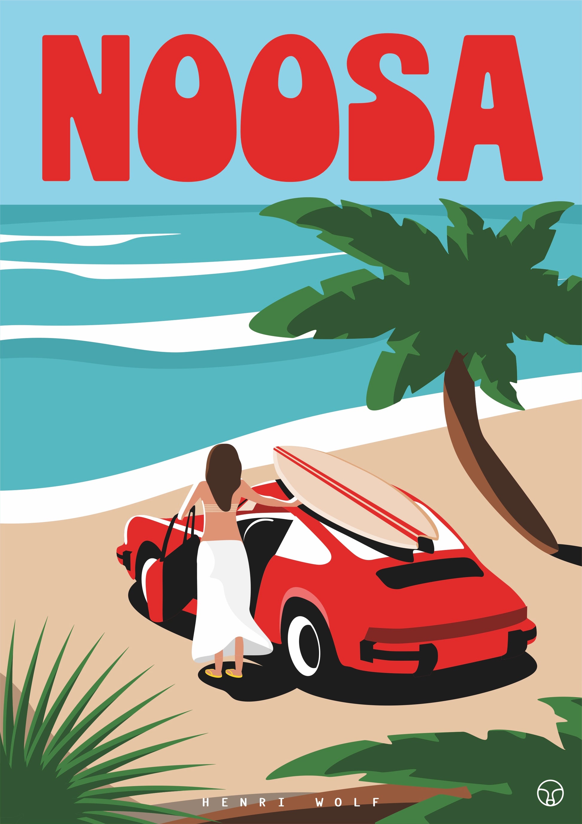 Porsche G Noosa Surf - Beach Car Art Print