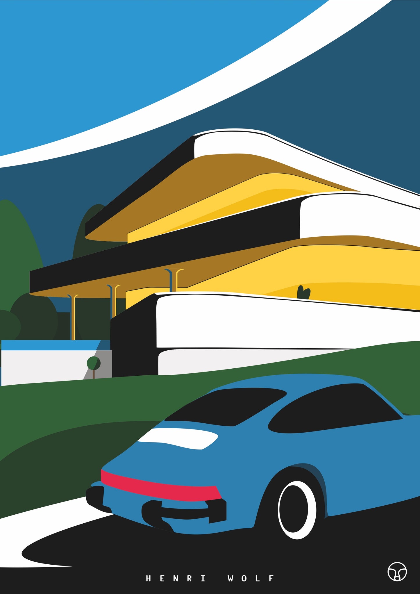 Porsche Nocturne Flow - Night Car Art Print